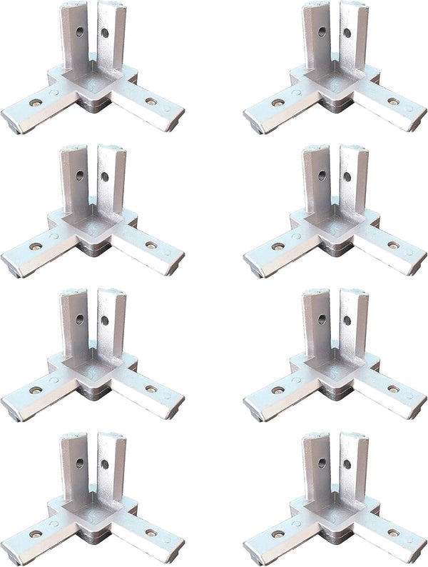 8PCS 3-Side End Corner Bracket Connector with Screws - For 6mm T-Shape Aluminum Extrusion Profile European Standard