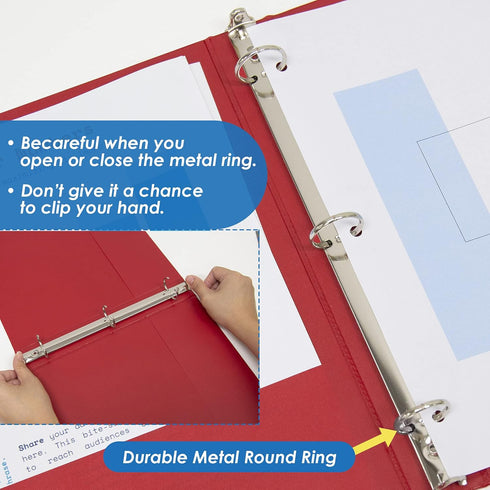 BAZIC 3 Ring Binder 1/2" Economy View Binders Organizer, Red, Round Ring, Hold 100 Sheets
