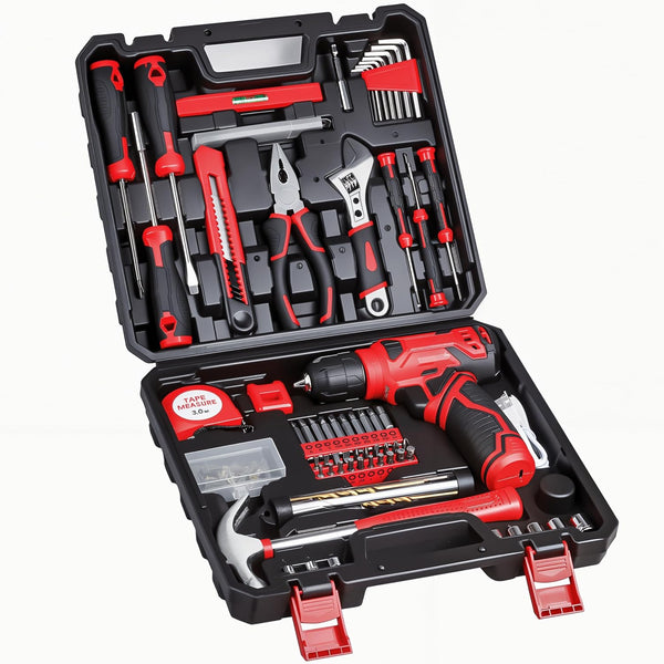 Tool Set - 8V Cordless Drill Set, 132 Piece Home Tool Set