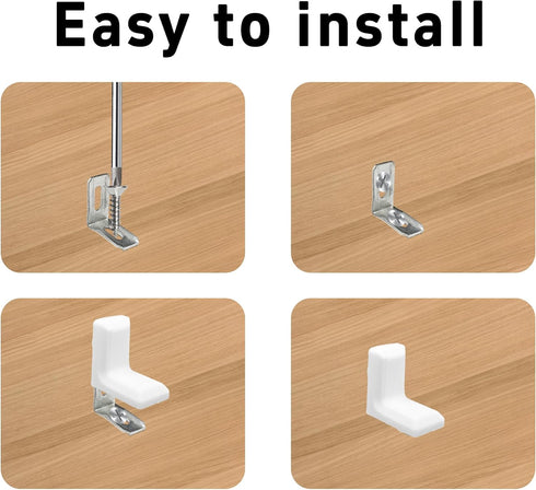 Runseaway 40Pcs 1" L Shaped Angle Brackets, Metal Plastic Right Angle Corner Brace Joint with White Cover for Shelves