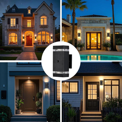 futxnziey 1 Pack, Outdoor Wall Lights Integrated LED Up Down Lights, Modern Black Outdoor Wall Light with Dusk to Dawn