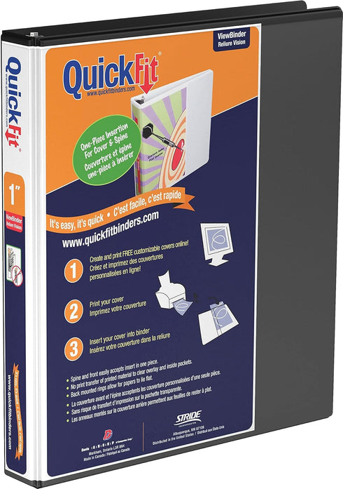 Stride QuickFit 1 D-Ring View Binder, Black