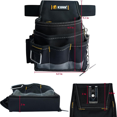 KUNN Electrician Tool Pouch - Durable Small Maintenance Tool Pouch Belt with Clip