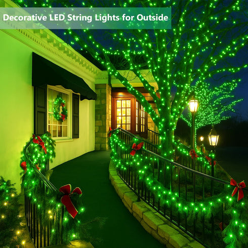 144FT 2 Pack 400LED 8 Extra-Long Solar String Lights for Outside, Solar St. Patrick's Day Lights Waterproof, Copper