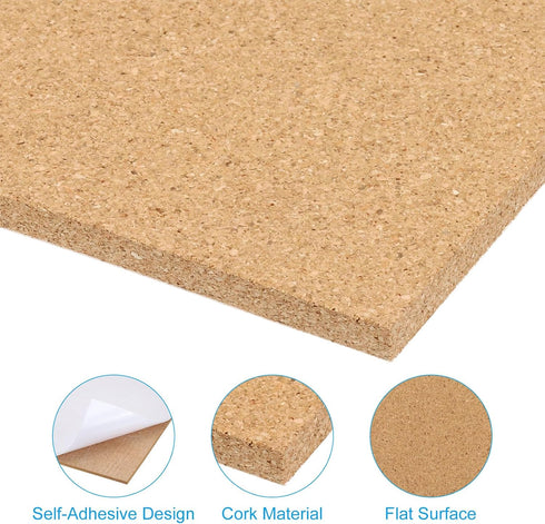PATIKIL 12x12" Cork Board Tiles, 5/16" Thick, 2 Pack Self Adhesive Bulletin Board for Home Office DIY