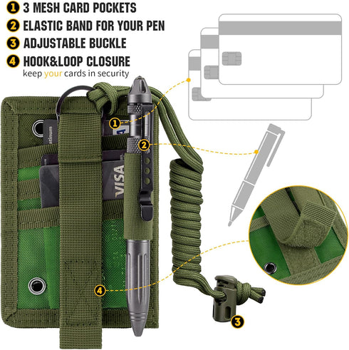 IronSeals Tactical ID Card Holder Detachable Hook & Loop Badge Holder with Key Ring and Adjustable Neck Lanyard
