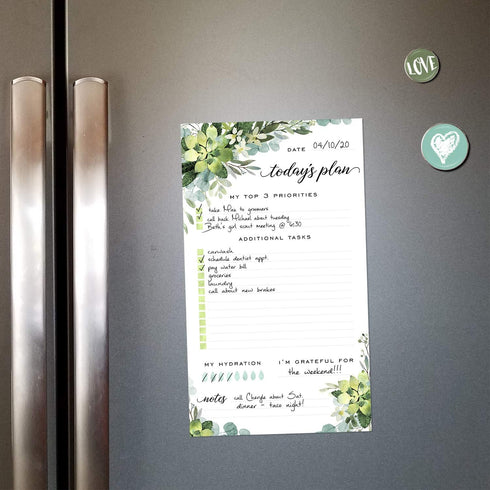 Boho Greenery Sticky Note Daily To-Do Planner, 50 Pages for Daily Tasks, Notes, Scheduling (6" x 10")