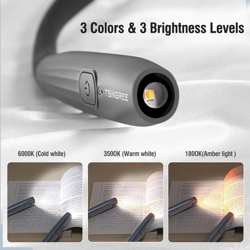 3 3 Upgraded LED Neck Reading Light, Book Light, Rechargeable, Colors & Brightness Adjustable, Auto-Off Timer, Neck