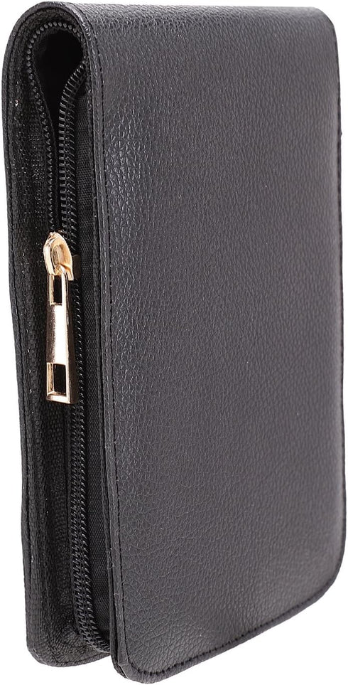 Fountain Roller Ball Pen Case Holder, PU Leather Bag for 12 Pens, Color Black