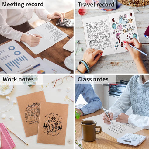 EOOUT 48pcs Kraft Paper Notebooks | Journals for Kids, Blank Paper, 60 Pages, 80GSM, 8.3 X 5.5 Inch, Travel Journal Set
