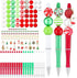 Gueevin 150 Pcs Christmas Beadable Pen Kit - Beaded Ballpoint Pen with Diamond Spacer and Assorted Charms