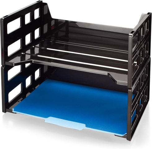 Officemate Recycled High Capacity Letter Tray, Set of 2 (26056), Black