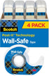 Scotch Wall-Safe Tape, 4 Dispensered Rolls, Invisible, Photo Safe, 3/4 in x 650 in (4183)