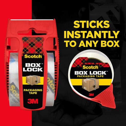 Scotch Box Lock Packing Tape, Clear Extreme Grip Moving Tape, 1.88 in. x 54.6 yd, 3 rolls, dispenser not included