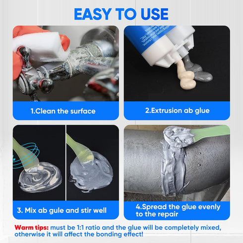 1.76 oz Metal Epoxy Glue, 2 Part Heavy Duty Cold Welding Glue for Metal, Plastic, and Ceramic Repairs