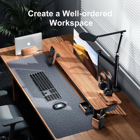 UPERGO Walnut Desk Tray with Pen Holder Set, Natural Wooden Desk Drawer Organizer for Keys, Pen, Watch