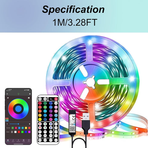 NBBUFF 3.28 ft Smart RGB LED Strip LightsControl via App or RemoteFeatures Music Sync and Timer FunctionsPerfect