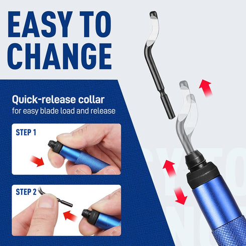 WORKPRO Deburring Tool with 11 Extra High Speed Steel Blades - 360 Degree Rotary Head for Metal, Plastic, Wood