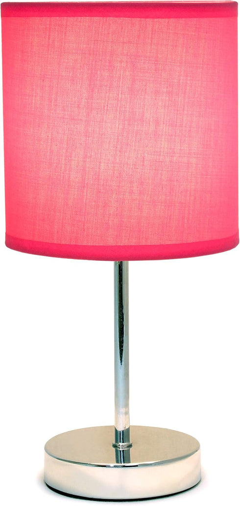 LT2007-HPK-LB Countertop, Bulb Simple Designs Basic Chrome Mini Table Lamp for Living Room, Nightstand, Desk, Hot Pink