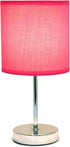 LT2007-HPK-LB Countertop, Bulb Simple Designs Basic Chrome Mini Table Lamp for Living Room, Nightstand, Desk, Hot Pink