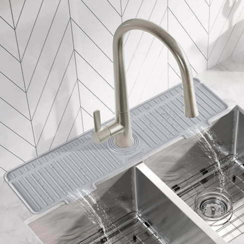 20 inch 10 20 5.5, Amerner Kitchen Sink Splash Guard, Large Slope & Adaptable Hole Faucet Mat for Kitchen Sink
