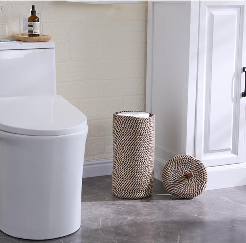 Roll,3 Toilet Paper Holder, Boho Decor Toilet Paper Storage Stand for Bathroom,Cotton Handmade Woven Paper Basket