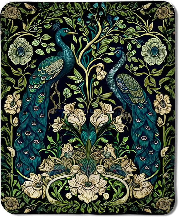 Foritho Moody Floral Peacock Mouse Pad, Gifts for Peacock Lovers, Dark Cottagecore Botanical