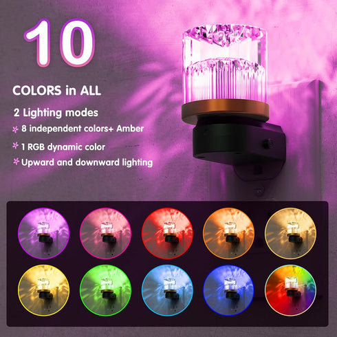 10 L LOHAS LED Night Light, Night Lights Plug into Wall with Color Change RBG Nightlight Plug in Wall, Built in Dusk