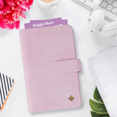 SOUL MAMA Budget Binder with Cash Envelopes, Pink Money Organizer for Budgeting, Money Saving Binder