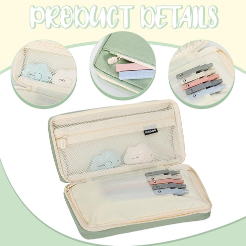 Ctosree 25 Pcs Aesthetic School Supplies, Big Capacity Pencil Case, 6 Pcs Cute Pastel Highlighters, 5 Pcs Retractable