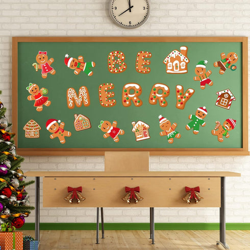 Christmas Cutouts - Xmas Gingerbread Classroom Bulletin Board Decorations for Merry Christmas Party Supplies
