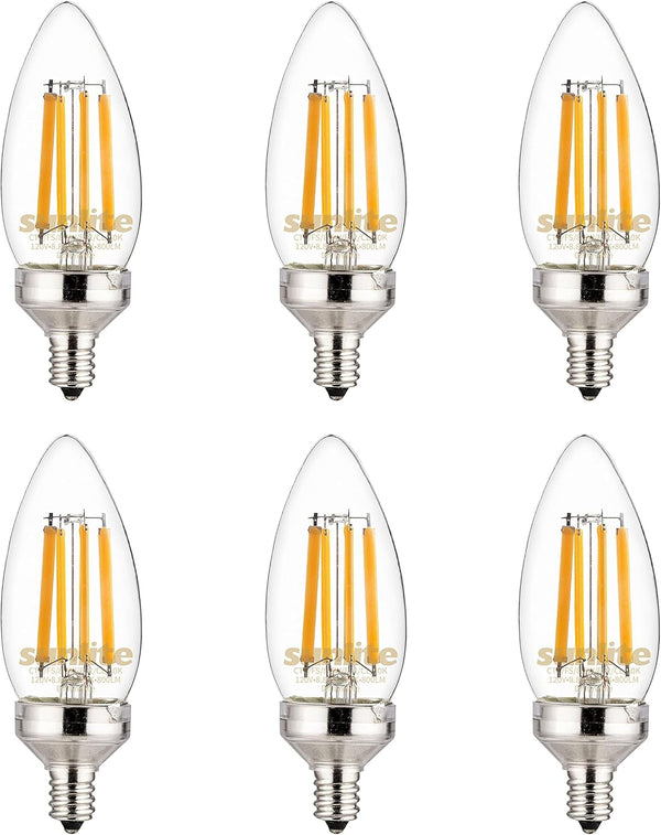 Sunlite 40272 LED Edison B11 Torpedo Tip Chandelier Light Bulb, 7.5 Watts