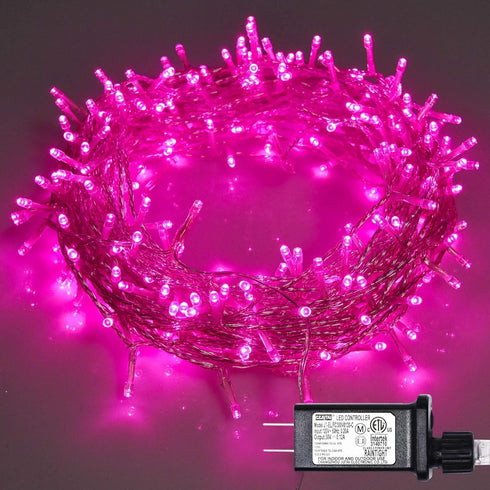 ILLUMINEW Pink String Lights Outdoor Valentines Day Decorations, 8 Modes Fairy Christmas