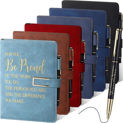 Qilery 12 Pcs A5 Leather Journal Notebooks with Ballpoint Pens, Appreciation Gifts for Coworkers, Teacher Graduation