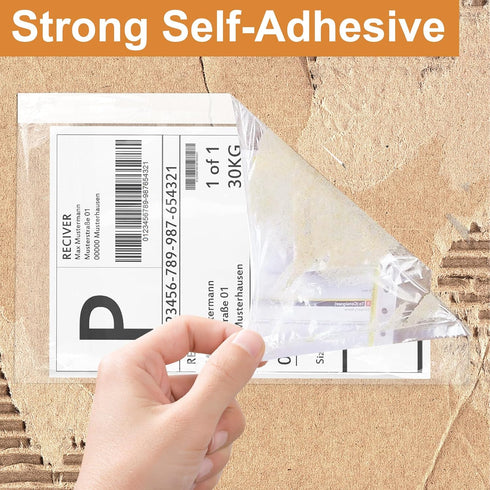 BESTEASY Packing List Pouches 6" x 9", Strong Adhesive Plastic List Label Envelope, Clear Top Loading, 200 Packs