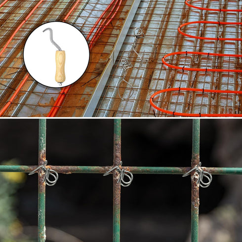 1002 Set 1000 6 Inch 16 2 Therwen Pcs Tie Wire and Wire Twister Pcs Gauge Double Loop Bar Ties Tool Pake with Wooden