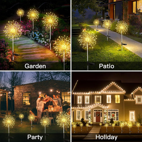 2Pack 150LED suddus Solar Garden Lights Outdoor Waterproof Decorative, Firework Lights, Solar Fairy Lights for Yard