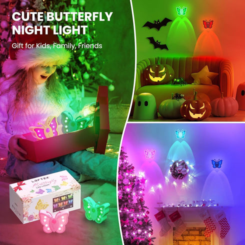 2 Dimmable 1 Pack) LOFTEK Butterfly Night Light, Rechargeable Motion Sensor Night Lights, Color Modes & RGB Nightlight