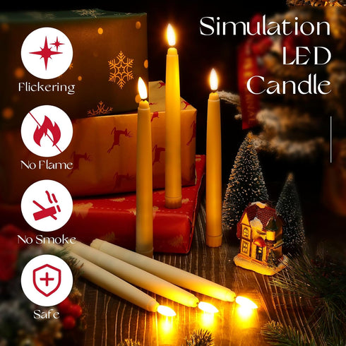 24 8.5 Baquler Pcs Flameless Taper Candles LED Taper Candles Flickering Bulk Ivory LED Candlestick for Easter Wedding