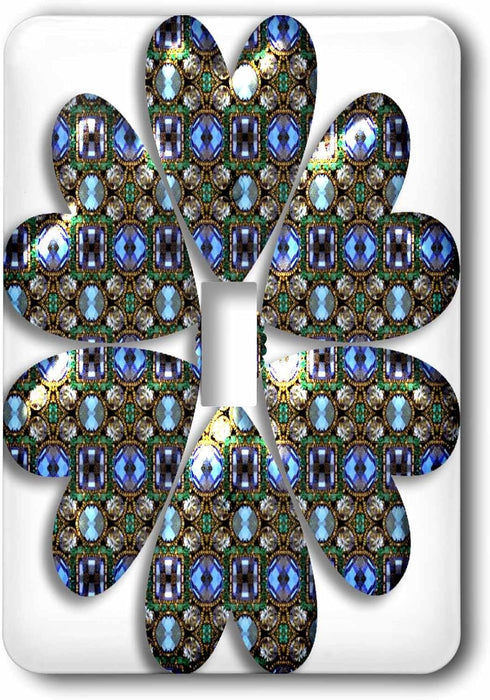 3dRose lsp_213619_1 A Blue Jeweled Effect Circle of Hearts Design Single Toggle Switch