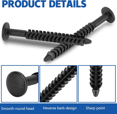 Nkiy Quen 50 Fasteners,3 Inch Pcs Vinyl Shutter Window Shutter Screws Window Panel Pin,Black Shutter Spikes Anchors