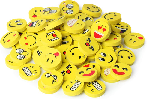 Mr. Pen Erasers, Pack of 64, Smiley Pencil Erasers for Kids, Fun School Supplies, Mini Erasers for Students