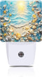 FOISIIAEA Night Light Seashells and Seastars on Sand Night Lights Plug into Wall