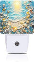FOISIIAEA Night Light Seashells and Seastars on Sand Night Lights Plug into Wall