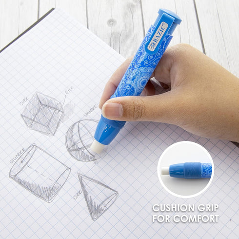 BAZIC Retractable Stick Erasers Paisley, Mechanical Pencil Eraser, Large Size Click Eraser for Art Drawing (2/Pack)