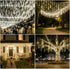 Lurinenna 2-Pack 20 IP65 Solar Meteor Shower Icicle Lights Outdoor Tubes Waterproof LED String Lights, Hanging Decor