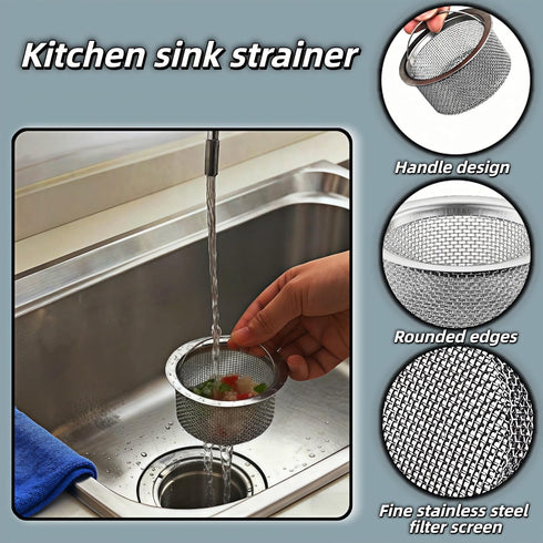 2-Pack, (3.14"-3.34" Stainless Steel Kitchen Sink Strainer - Deep Cup Basket Design, Upgraded Double-Layer Safety