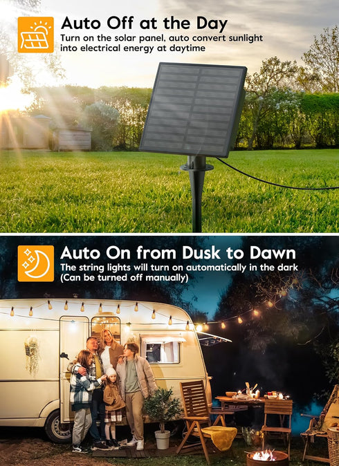 38FT 16+1 Bulbs, Dimmable 3 Commercial Brightown Solar String Lights Outdoor Waterproof with Remote, LED Shatterproof