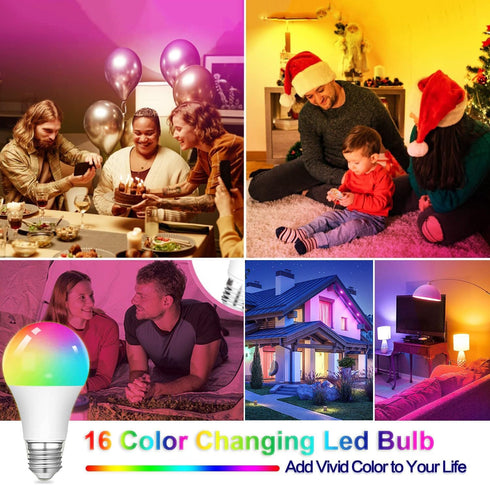 RGB Color Changing Light Bulbs, 9W A19 E27/E26, 40W Equivalent, 6500K Warm White, 16 Color Dimmable Light Bulb (1 Pack)