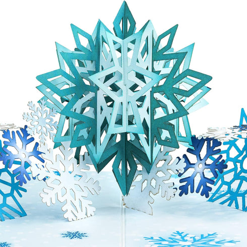 Paper Love 3D Snowflakes Pop Up Card - Gift for Winter, Christmas, 5" x 7" Cover with Envelope and Note Tag